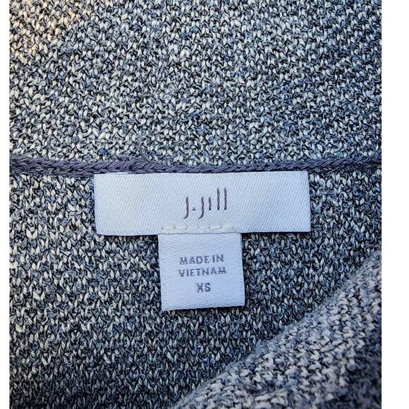 J Jill Patchwork Jacquard Topper Cardigan Azure Heather Multi XS SAMPLE - Picture 3 of 9